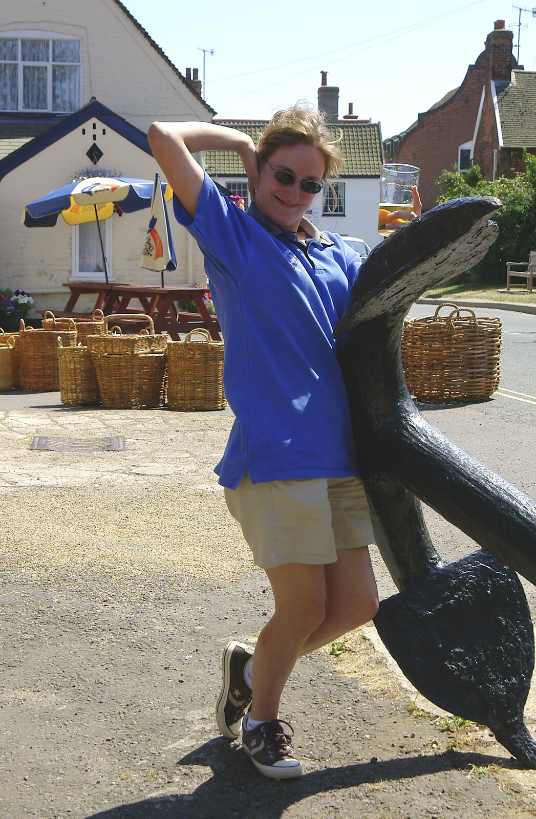 Suey poses by an anchor from The BSCC Charity Bike Ride, Orford, Suffolk - 15th July 2006