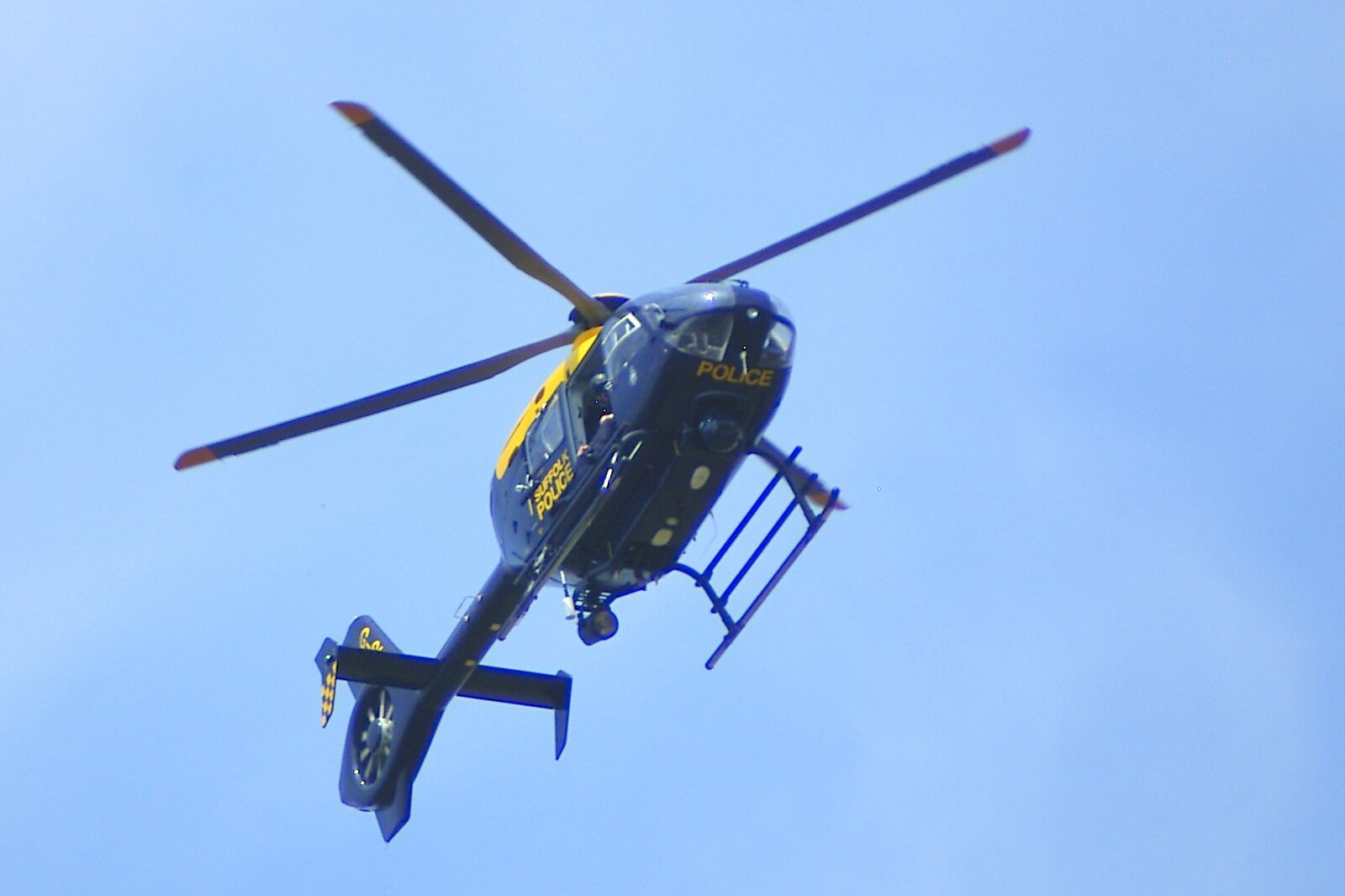 A police 'spotter chopper' surveys the scene from Shakespeare at St. John's, Parker's Piece and the A14's Worst Day - 17th July 2006