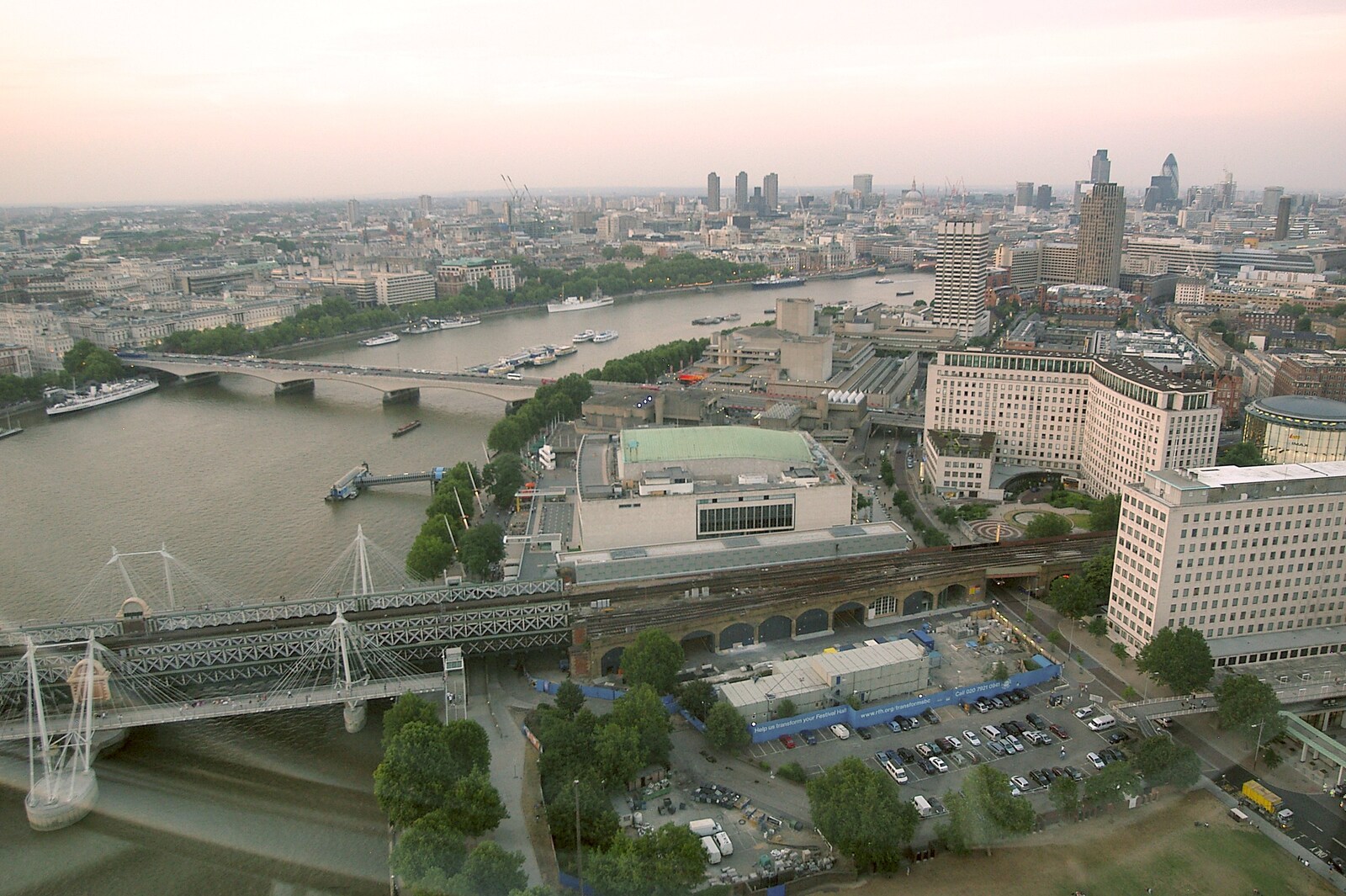 A wider view of the river Thames from A Trip on the London Eye and Bill's BBQ, London and Suffolk - 21st July 2006