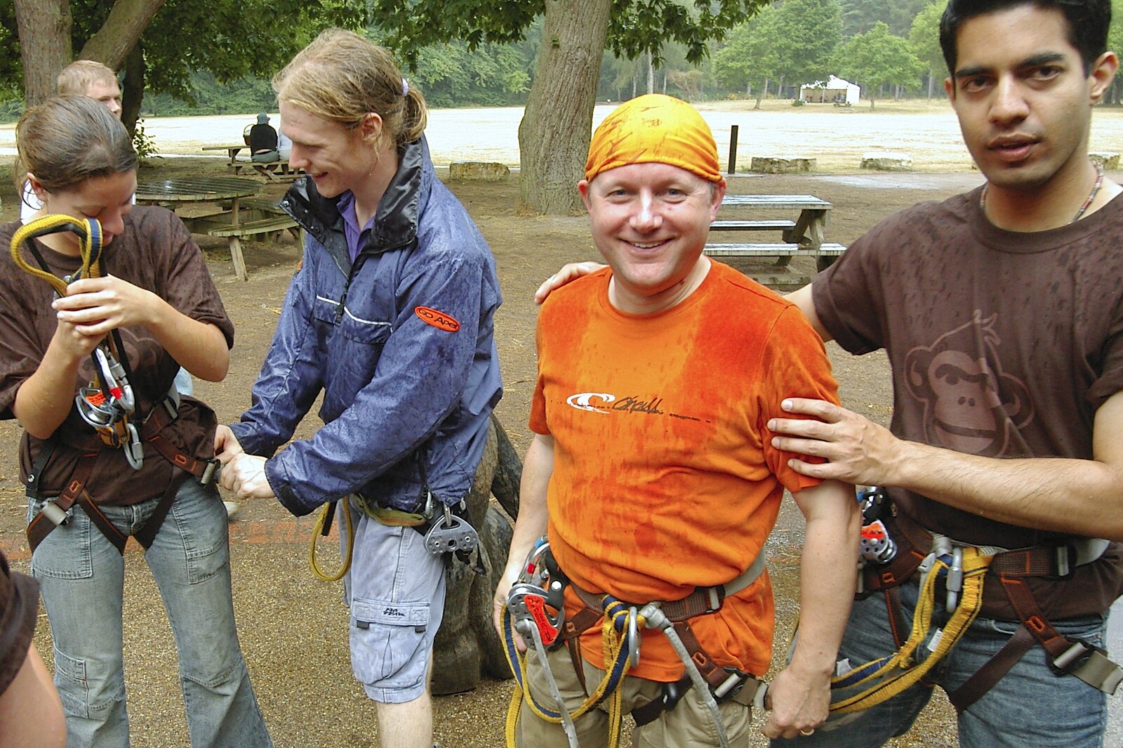 Martin 'pirate' D stands out in bright orange from Qualcomm Cambridge "Go Ape", High Lodge, Thetford Forest - 27th July 2006