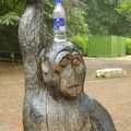 An ape sculpture has a bottle of water on its head, Qualcomm Cambridge "Go Ape", High Lodge, Thetford Forest - 27th July 2006