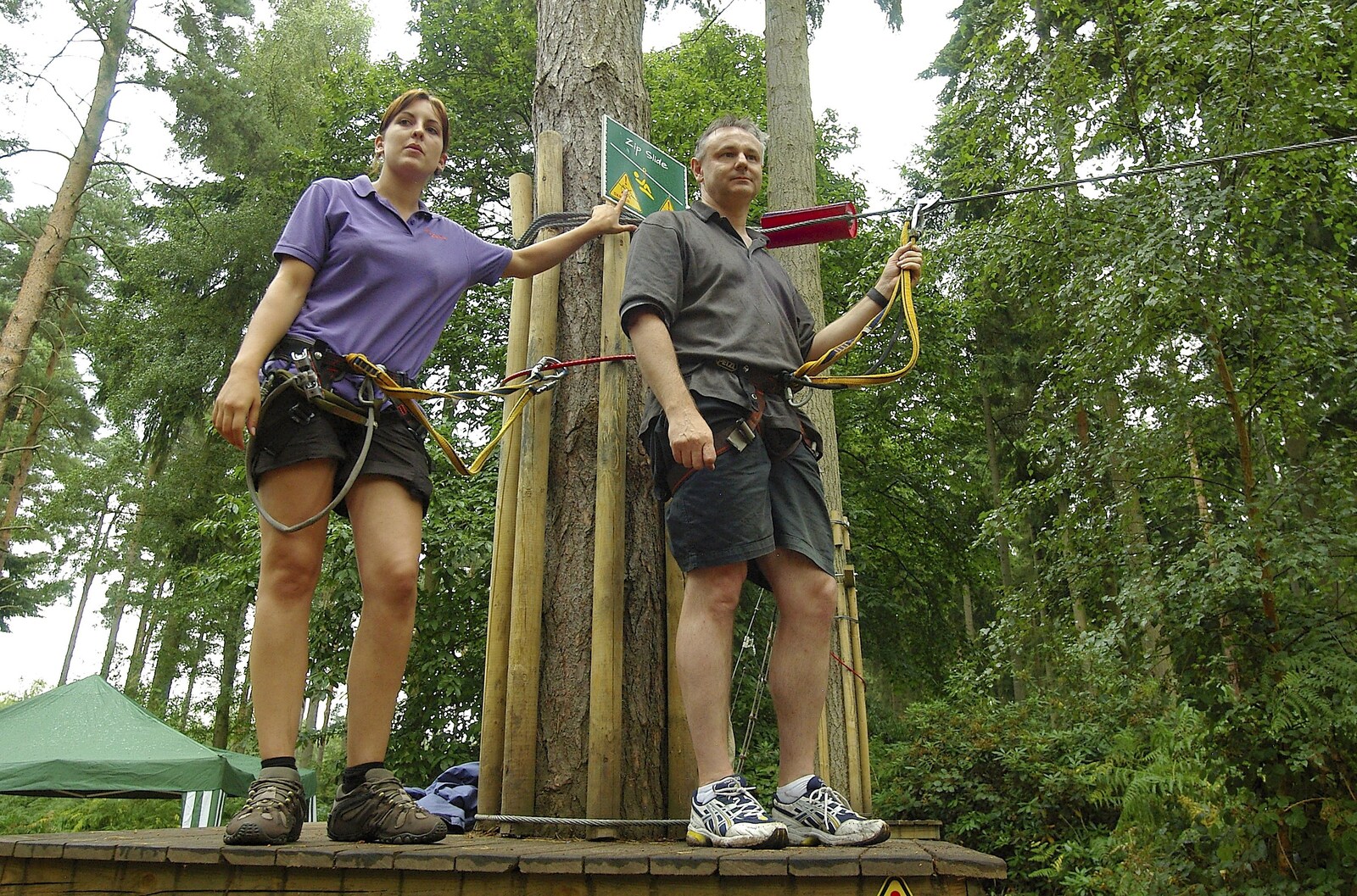 Dave and a trainer from Qualcomm Cambridge "Go Ape", High Lodge, Thetford Forest - 27th July 2006
