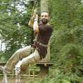Craig on a zipwire, Qualcomm Cambridge "Go Ape", High Lodge, Thetford Forest - 27th July 2006