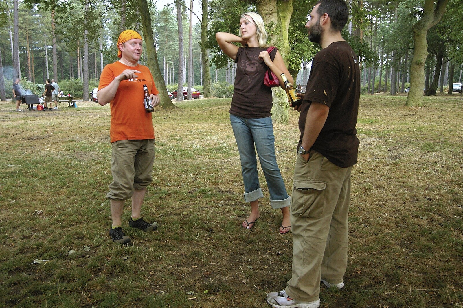 Martin, Erica and Craig mill about from Qualcomm Cambridge "Go Ape", High Lodge, Thetford Forest - 27th July 2006
