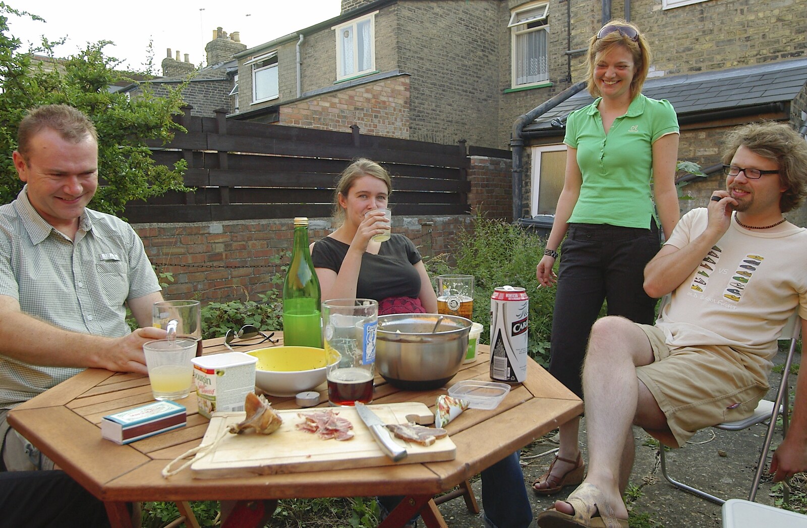 The gang in the back garden from A Kingston Street Barbeque with Rachel and Sam, North Romsey, Cambridge- 2nd August 2006