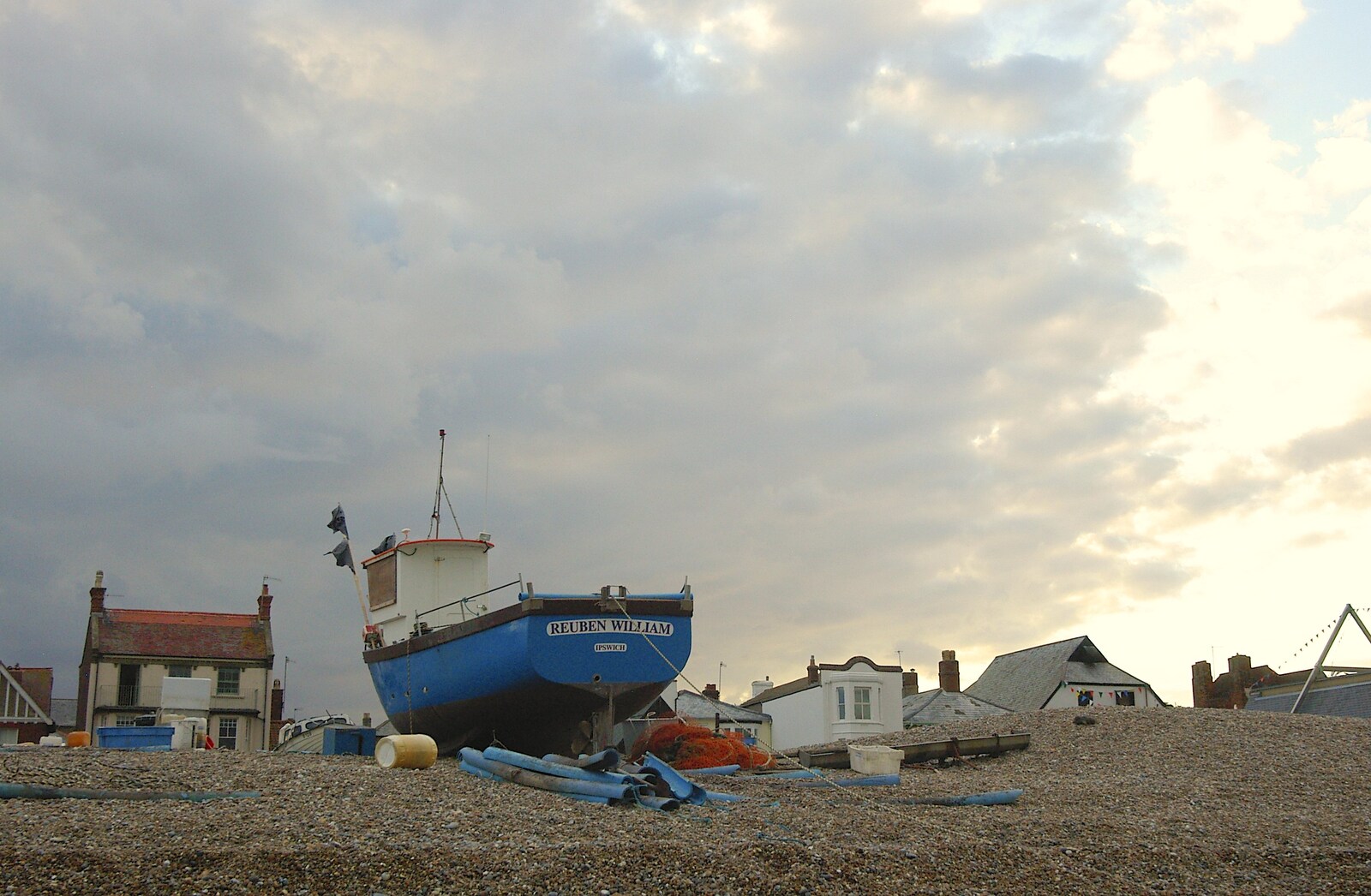 A fishing boat on the beach from The Regatta Restaurant with Mother and Mike, Aldeburgh, Suffolk - 10th August 2006