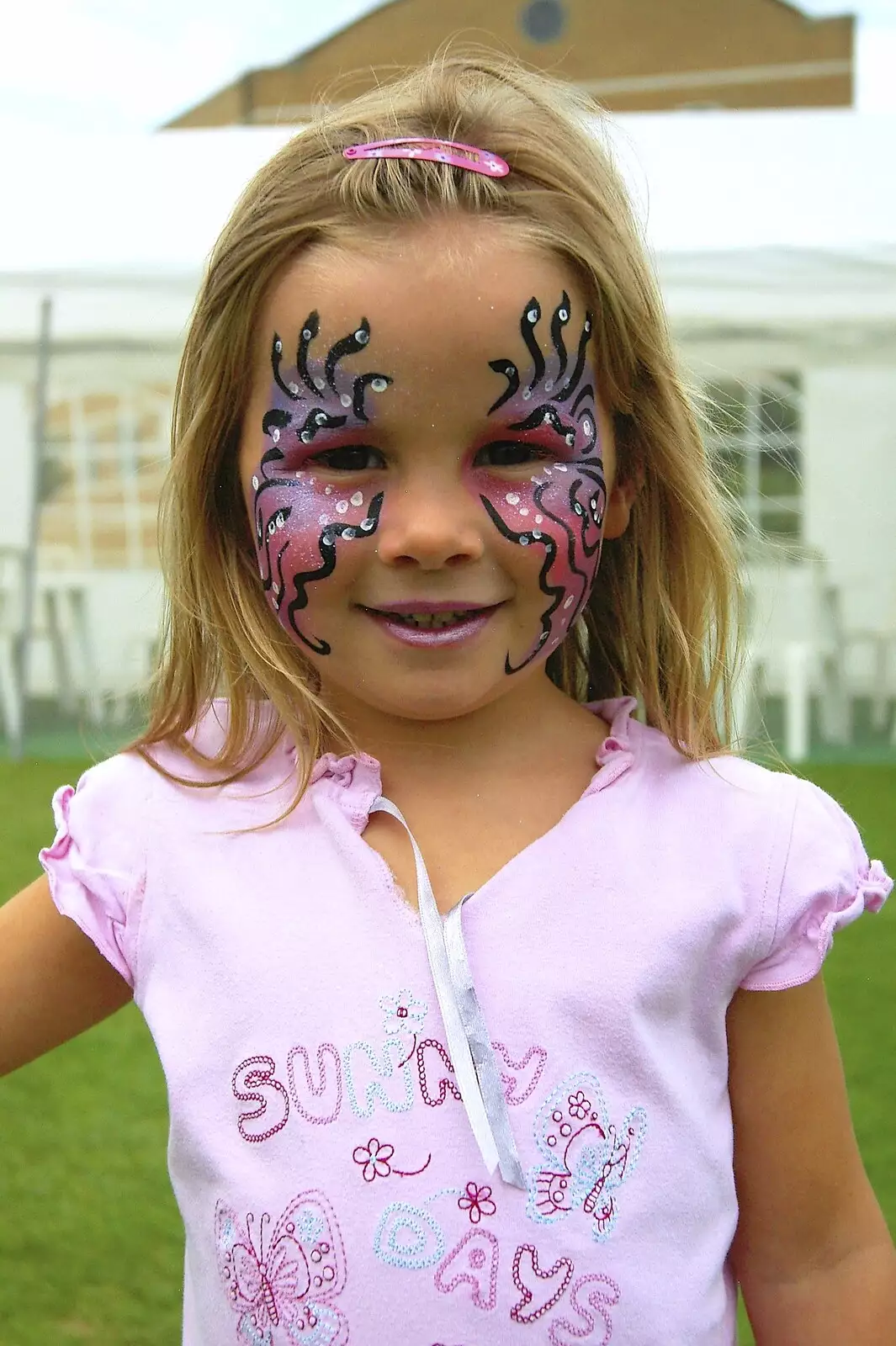 Face painted, from Qualcomm's Summer Circus Thrash, Churchill College, Cambridge - 18th August 2006