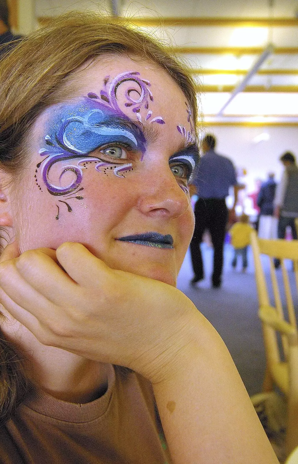 Isobel's completed face, from Qualcomm's Summer Circus Thrash, Churchill College, Cambridge - 18th August 2006