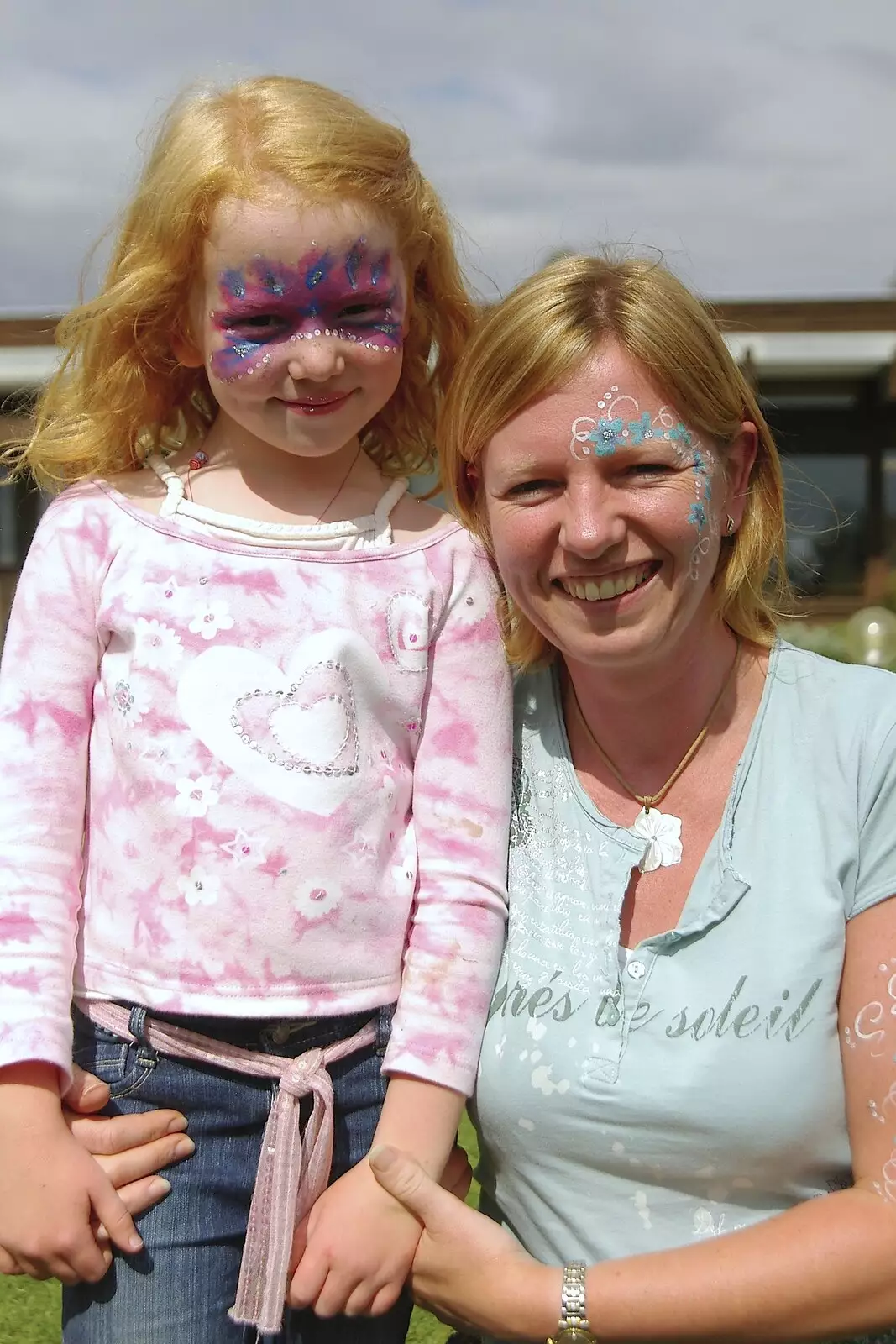 Andrea and her daughter, from Qualcomm's Summer Circus Thrash, Churchill College, Cambridge - 18th August 2006