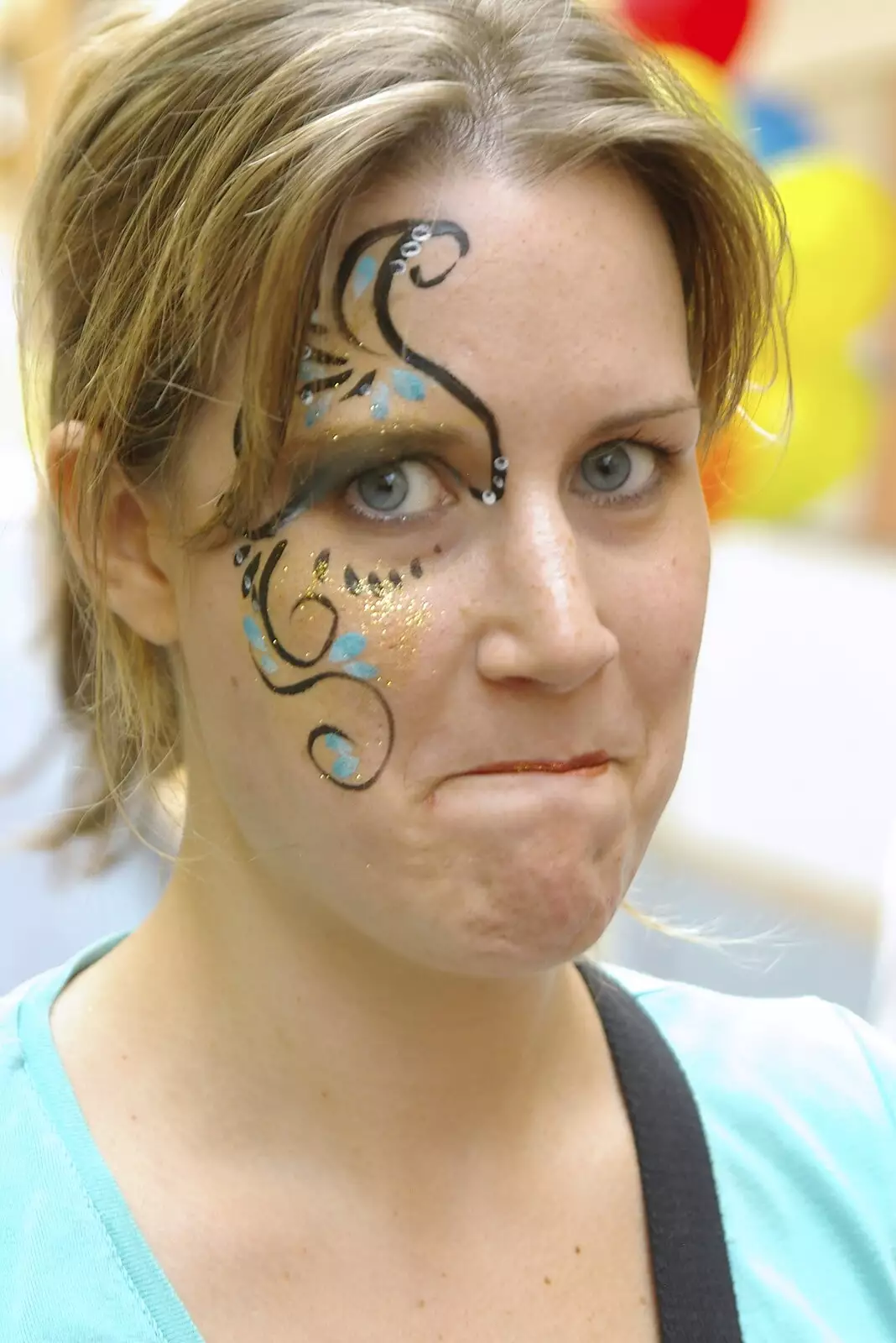 Kat has a bit of a face-paint moment too, from Qualcomm's Summer Circus Thrash, Churchill College, Cambridge - 18th August 2006