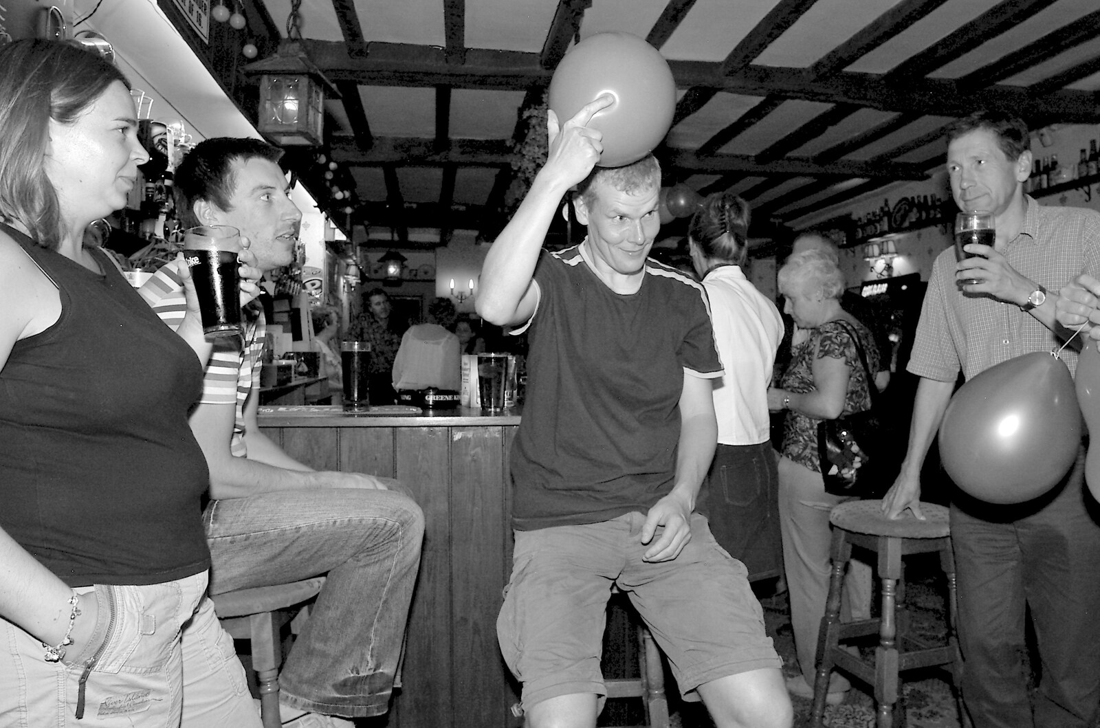 Bill's got a balloon on his head from Alan's Birthday at the Swan Inn, Brome, Suffolk - 18th August 2006