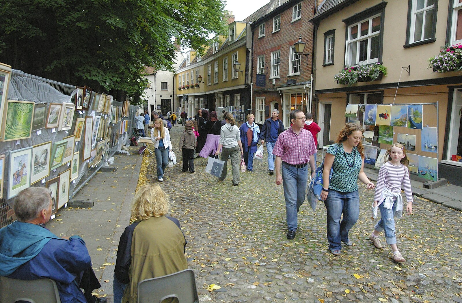 Elm Hill, Norwich, has art displays going on from Spiders, Norwich Science Festival and Kingston Arms Music - 5th September 2006