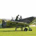 Spitfire JH-C, on the ground at Cambridge Airport, Grantchester Meadows, Alex Hill at Revs and Spitfires - 10th September 2006