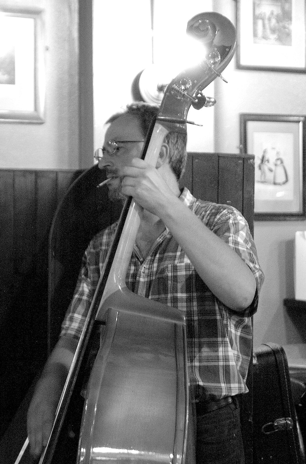 A double-bass adds to the sound from Baits Bite Lock, Folk Night at the Salisbury Arms, and Kebabs, Cambridge - 12th September 2006