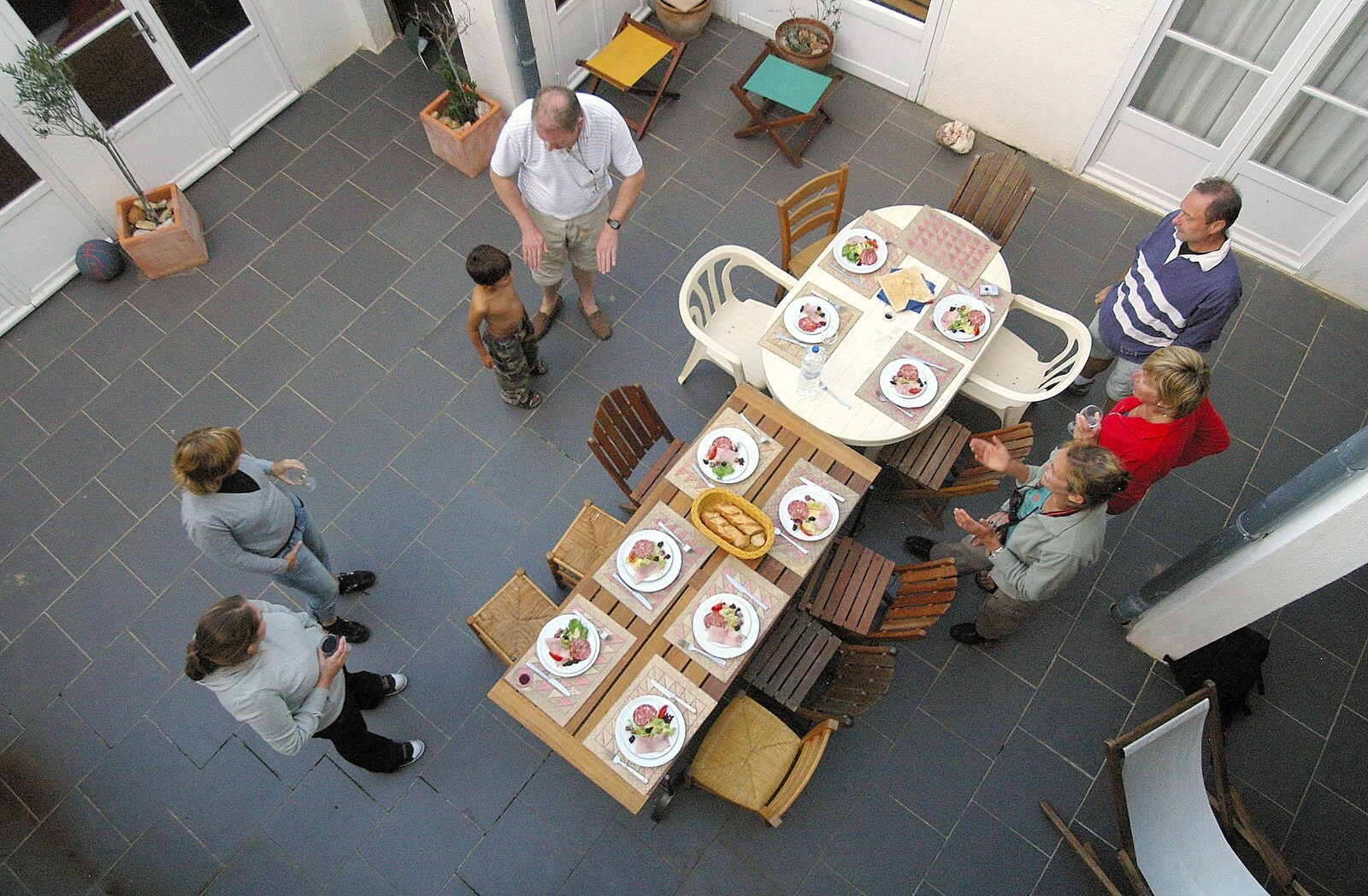 Lunch is served: people mill around from A Roussillon Farmhouse, Fourques, Perpignan, France - 17th September 2006