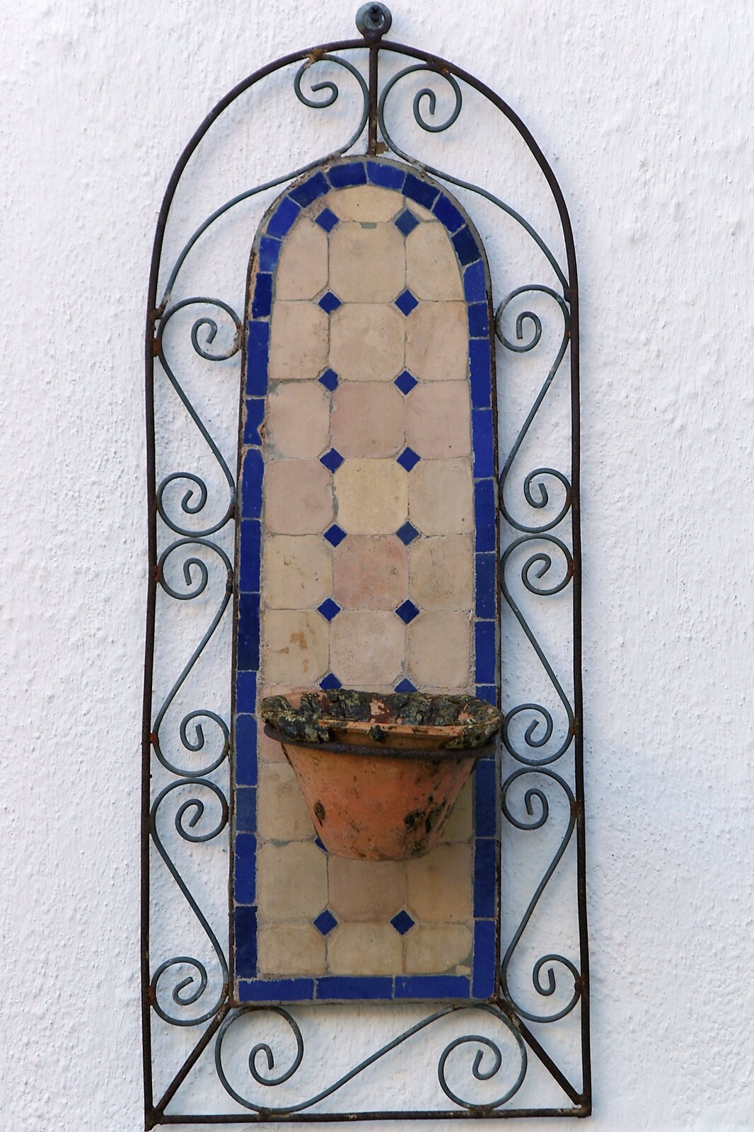 A plant-pot holder on the courtyard wall  from A Roussillon Farmhouse, Fourques, Perpignan, France - 17th September 2006