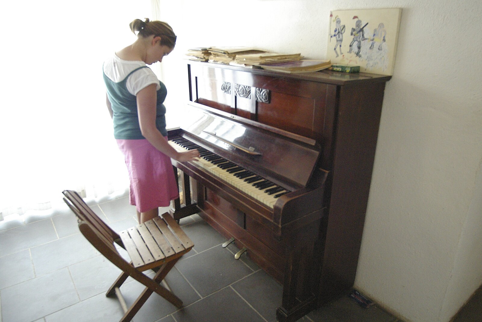 Isobel plays piano, as it echoes around the house from A Roussillon Farmhouse, Fourques, Perpignan, France - 17th September 2006