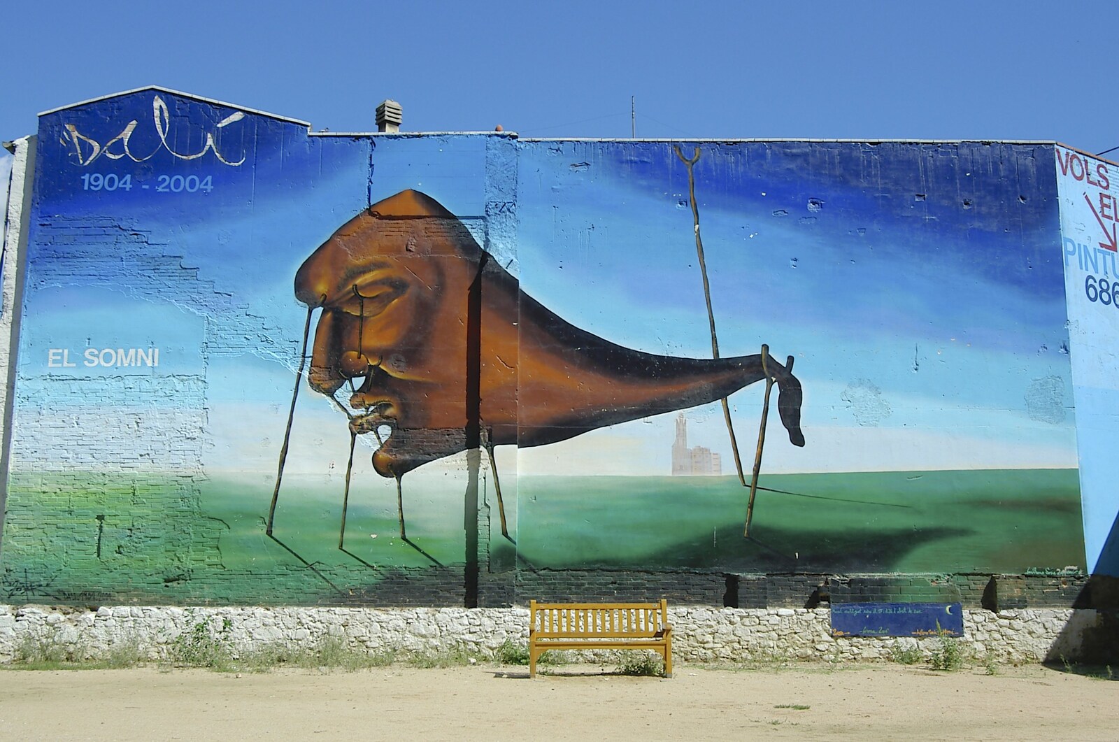 A Dali-esque mural on a derelict wall from Girona, Catalunya, Spain - 17th September 2006