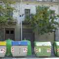 Multi-coloured bins in the street, Girona, Catalunya, Spain - 17th September 2006