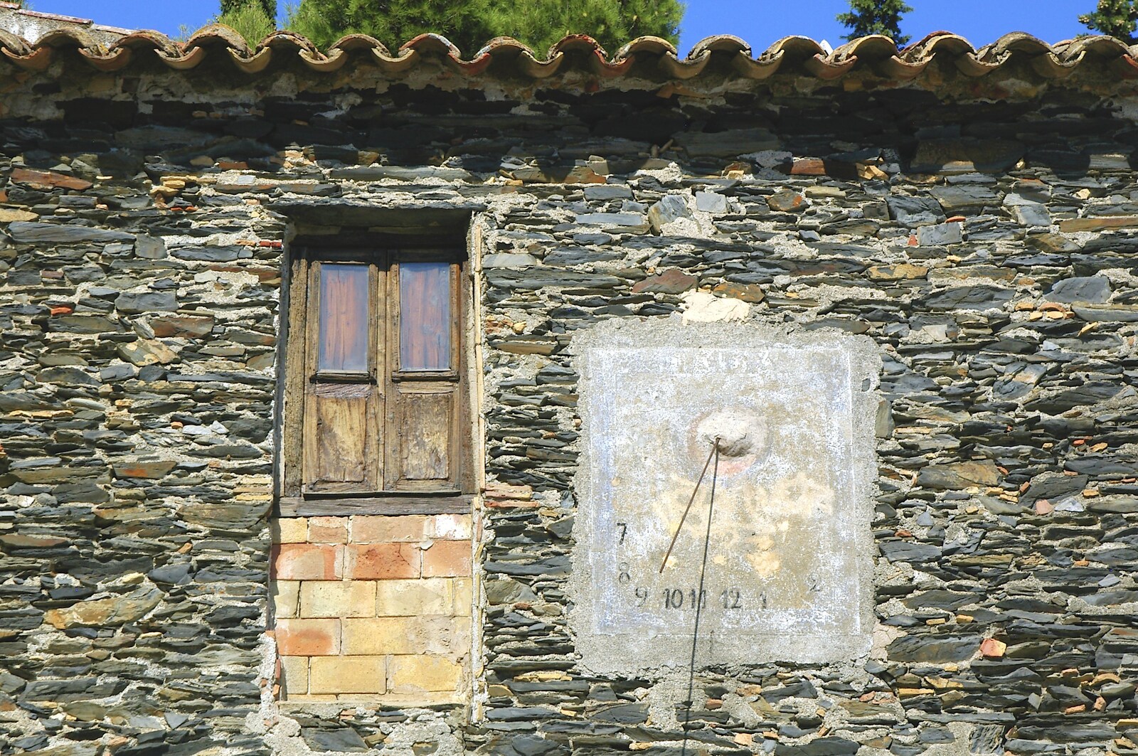 A sundial on a wall from Salvador Dalí's House, Port Lligat, Spain - 19th Deptember 2006