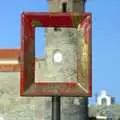 A picture-frame-on-a-stick picks out a clock, The Colourful Boats of Collioure, France - 20th September 2006