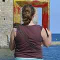 Isobel has a peer through a picture frame, The Colourful Boats of Collioure, France - 20th September 2006