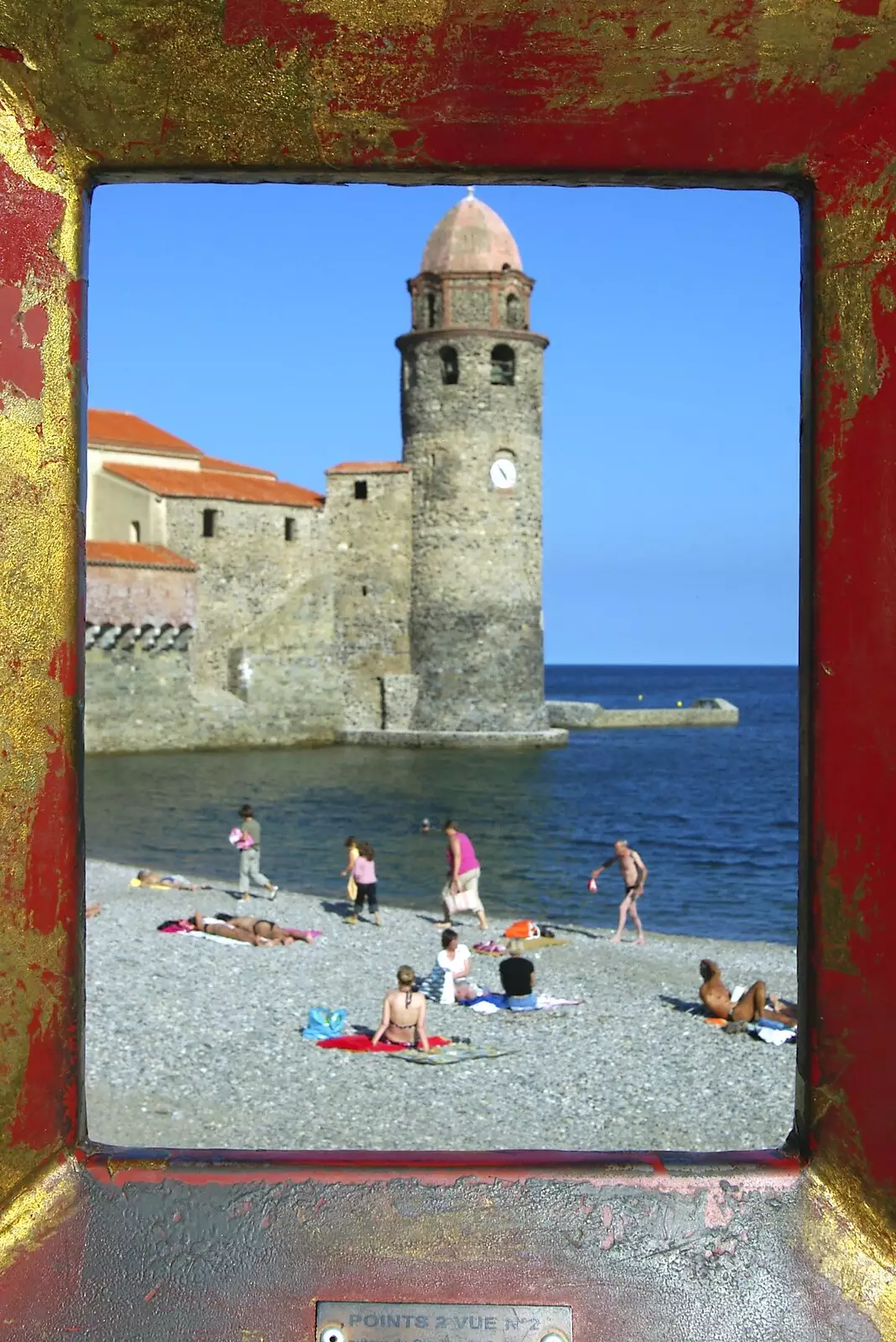 A view of the church and beach through a frame, from The Colourful Boats of Collioure, France - 20th September 2006