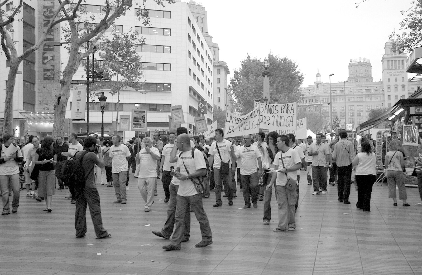 There's a demonstration going on on Las Ramblas from Two Days in Barcelona, Catalunya, Spain - 22nd September 2006