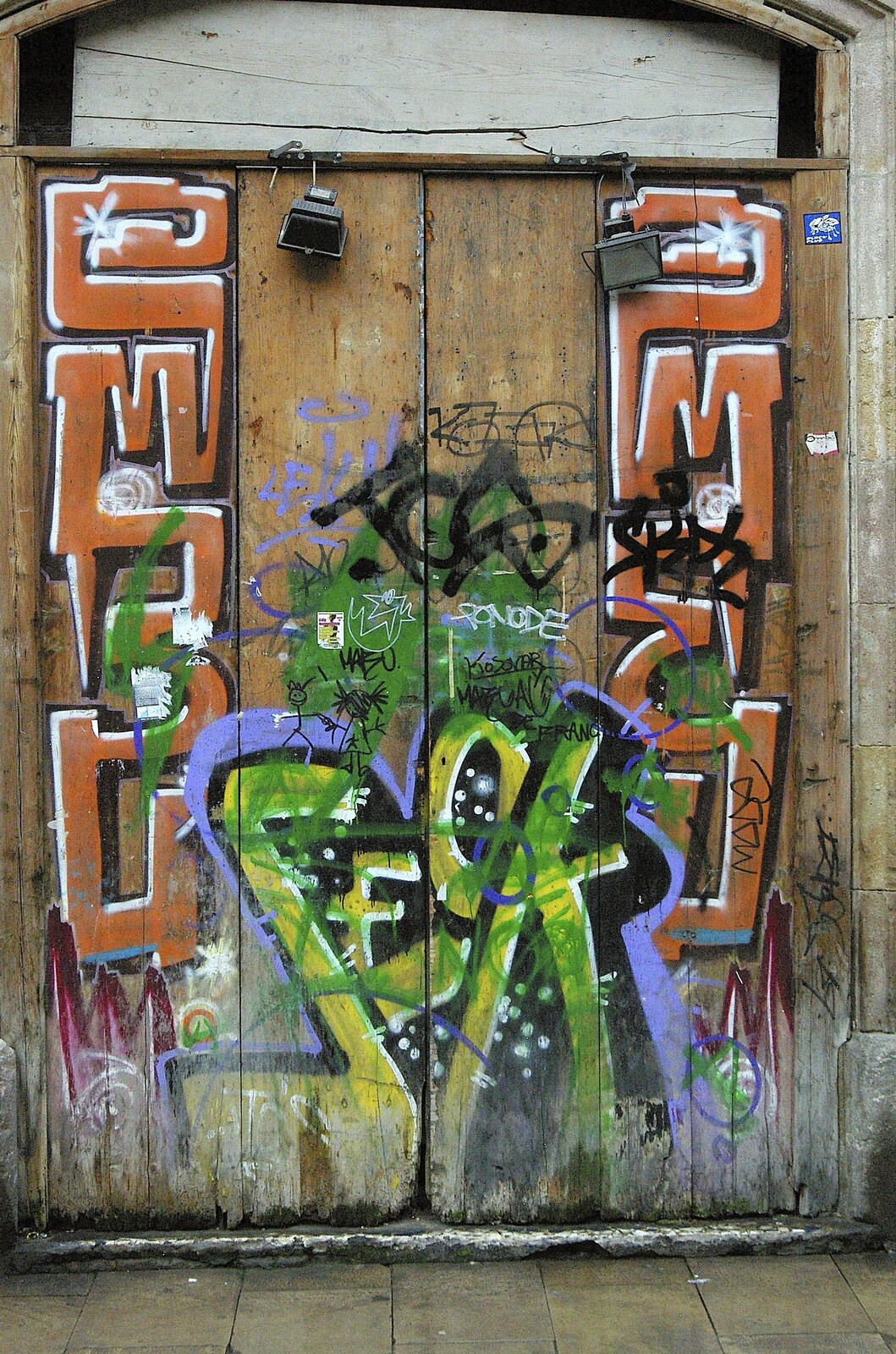 A heavily-graffiti'd doorway from Two Days in Barcelona, Catalunya, Spain - 22nd September 2006