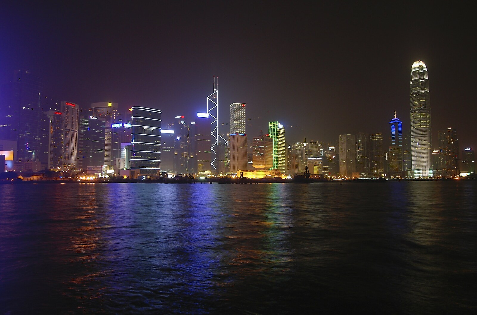 Hong Kong harbour and the Bank of China building from Wan Chai and Central, Hong Kong, China - 2nd October 2006