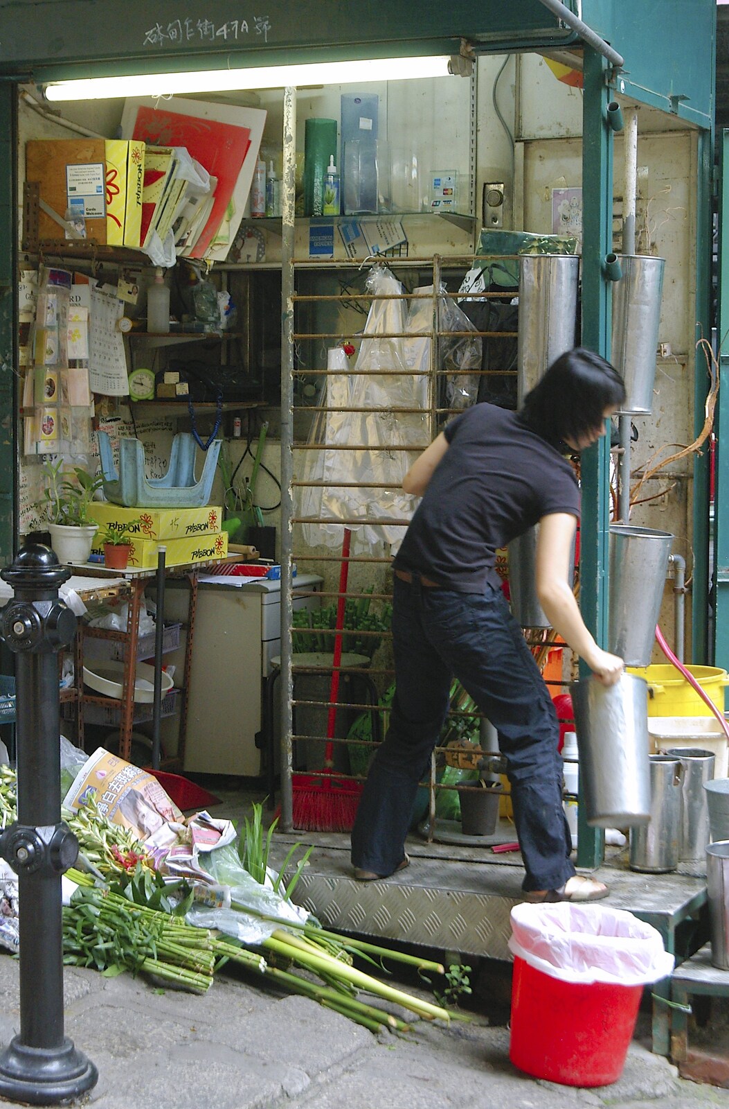 A florist opens up from Wan Chai and Central, Hong Kong, China - 2nd October 2006