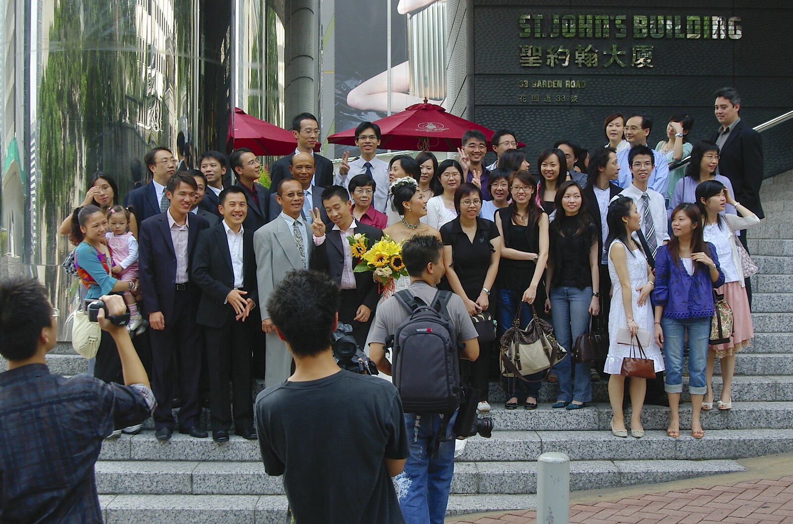 Wedding on the steps of the St. John's Building from Wan Chai and Central, Hong Kong, China - 2nd October 2006