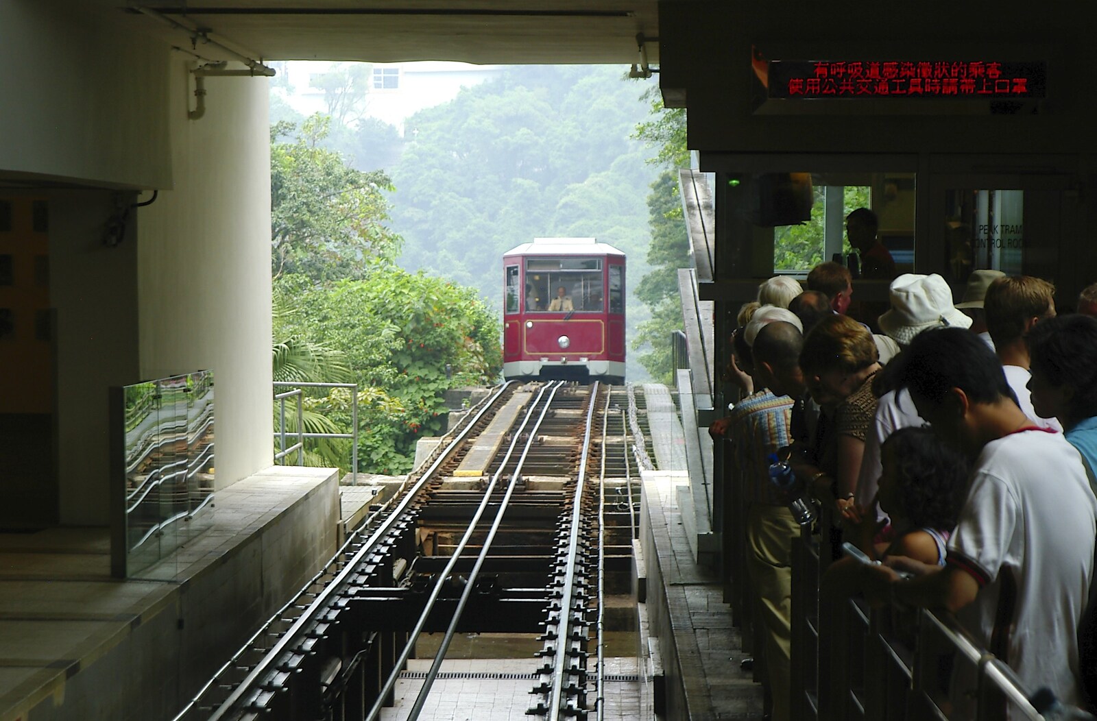 The fernicular Peak Tram hauls up the tracks from Wan Chai and Central, Hong Kong, China - 2nd October 2006