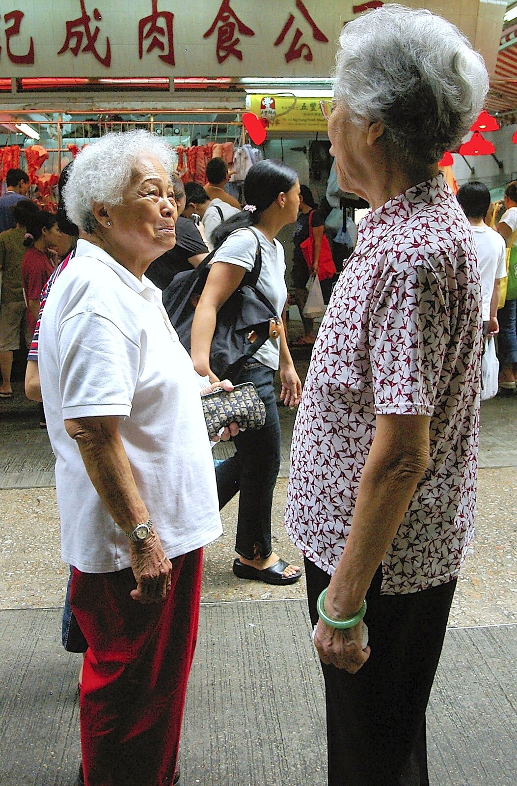 Two friends meet from Lan Kwai Fong Market, Hong Kong, China - 4th October 2006
