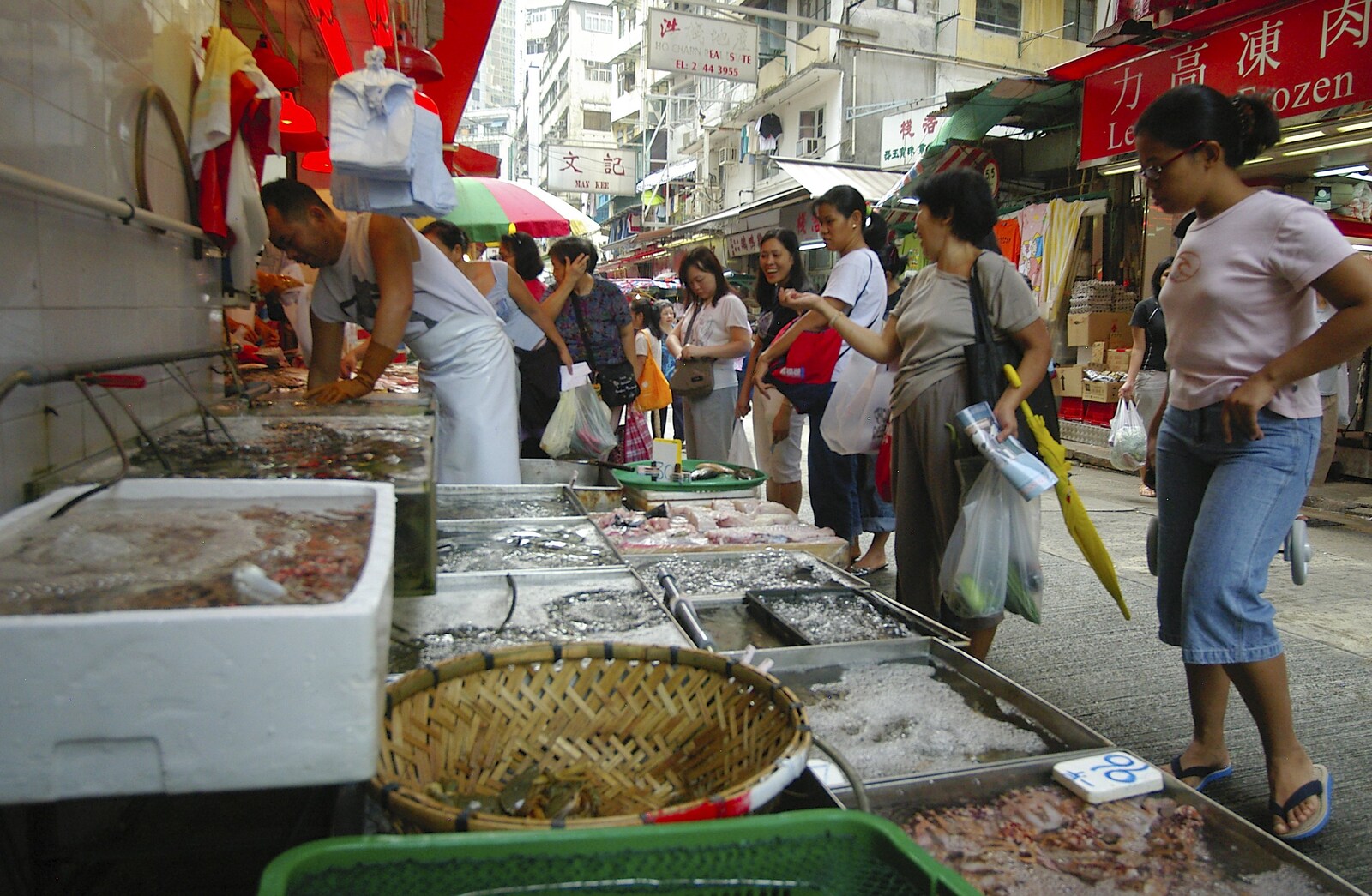 There are open tanks of writhing fish from Lan Kwai Fong Market, Hong Kong, China - 4th October 2006