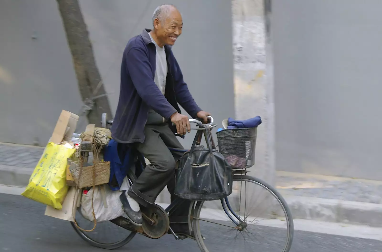 Some guy on his bike, loaded with the weekly shop, from A Few Days in Nanjing, Jiangsu Province, China - 7th October 2006