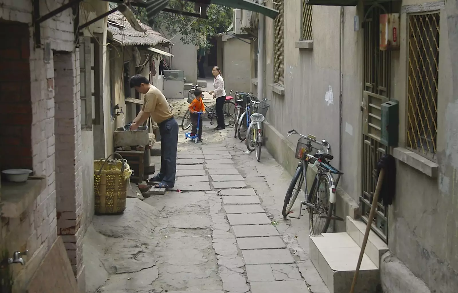 Down a back street, there's outdoor washing up, from A Few Days in Nanjing, Jiangsu Province, China - 7th October 2006