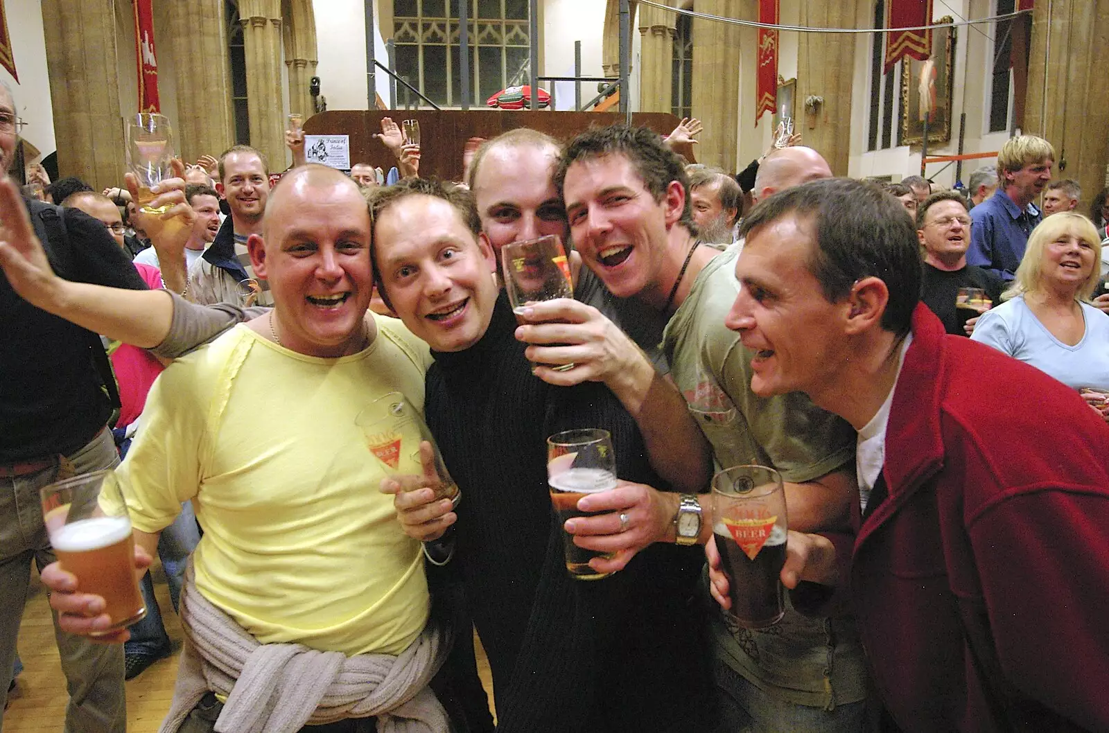 A random bunch of geezers mug for the camera, from The CAMRA Norwich Beer Festival, St. Andrew's Hall, Norwich - 25th October 2006