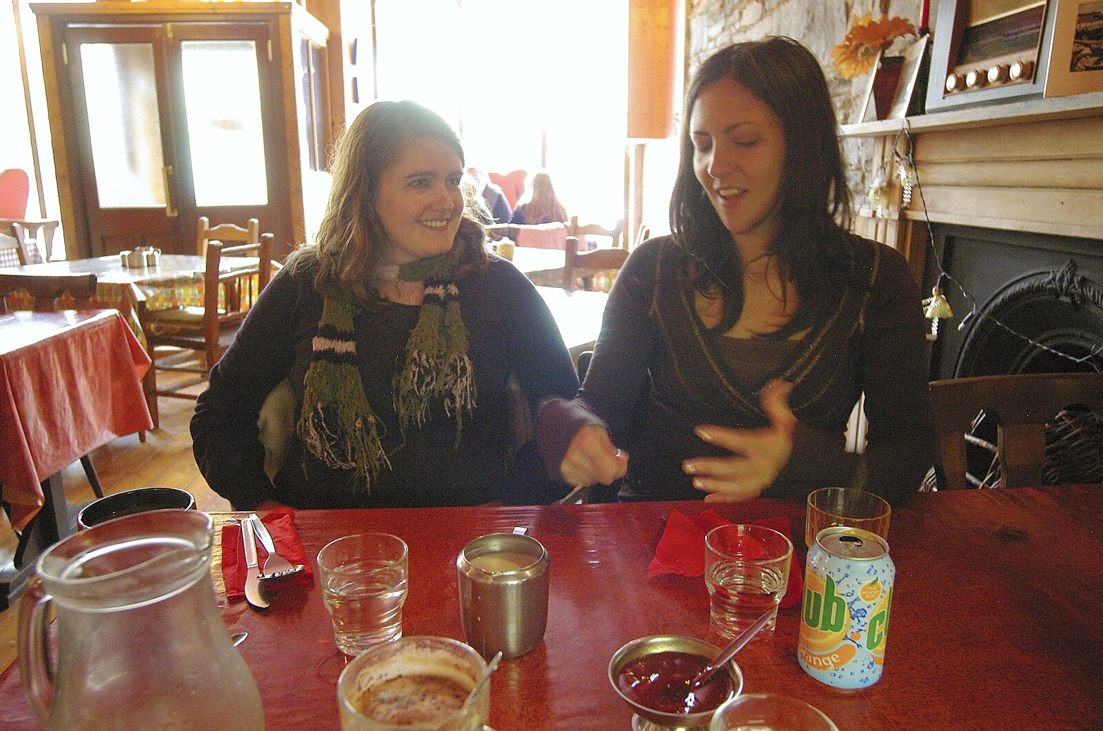 Isobel and Vanessa chat, fed by cans of 'Club Orange' from Corofin, Ennistymon and The Burran, County Clare, Western Ireland - 27th October 2006