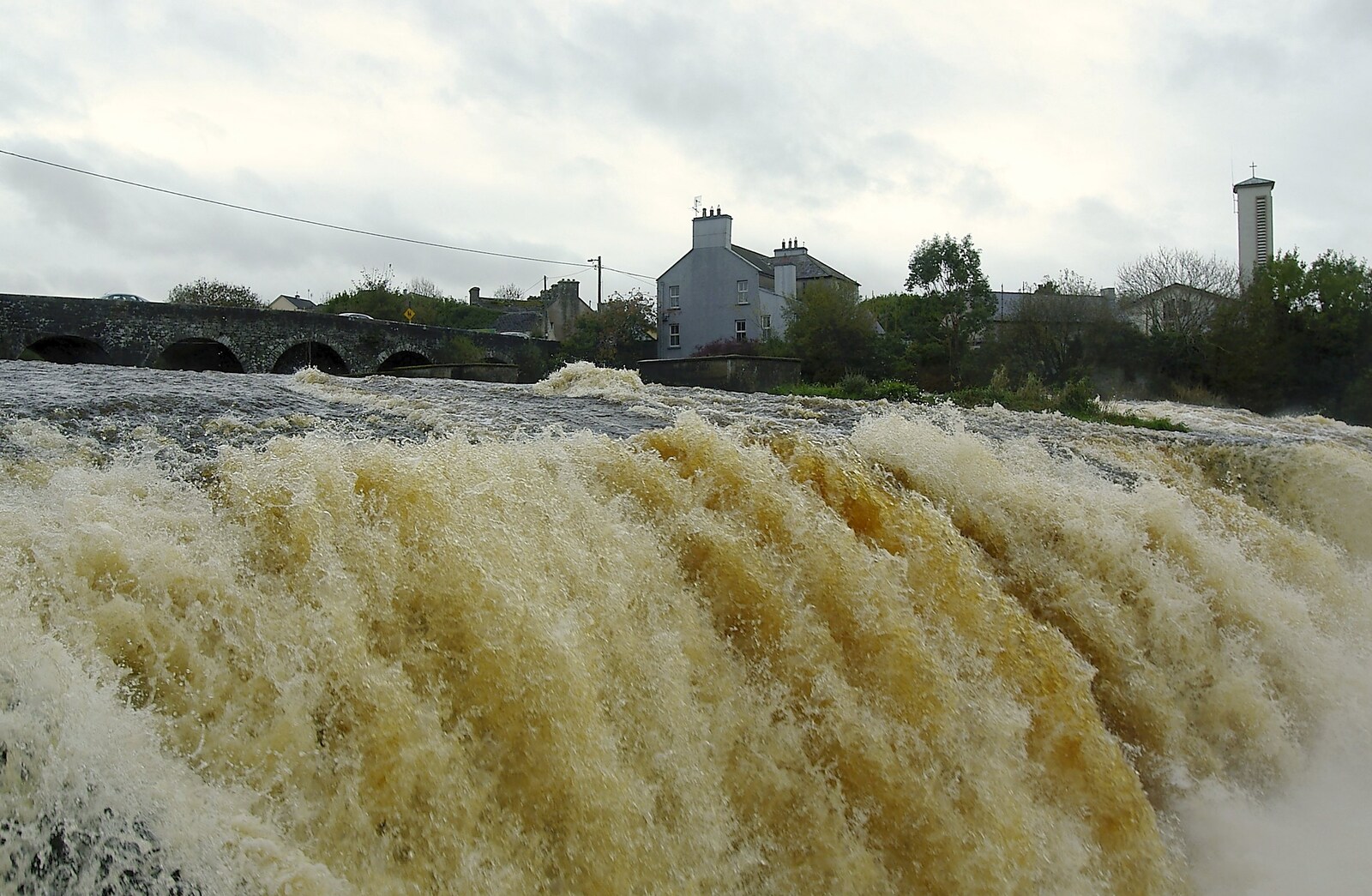The river surges by the aptly-named Cascades from Corofin, Ennistymon and The Burran, County Clare, Western Ireland - 27th October 2006