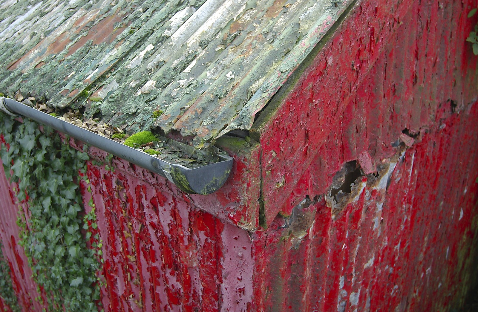 Peeling red paint on corrugated iron from Corofin, Ennistymon and The Burran, County Clare, Western Ireland - 27th October 2006