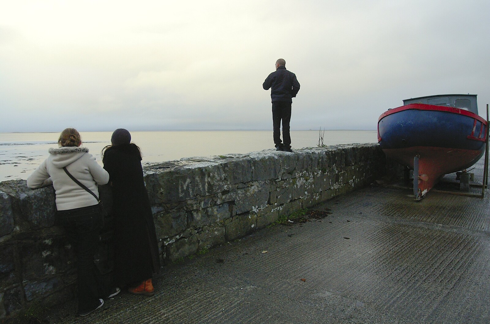 Gary stands on the sea wall from Corofin, Ennistymon and The Burran, County Clare, Western Ireland - 27th October 2006
