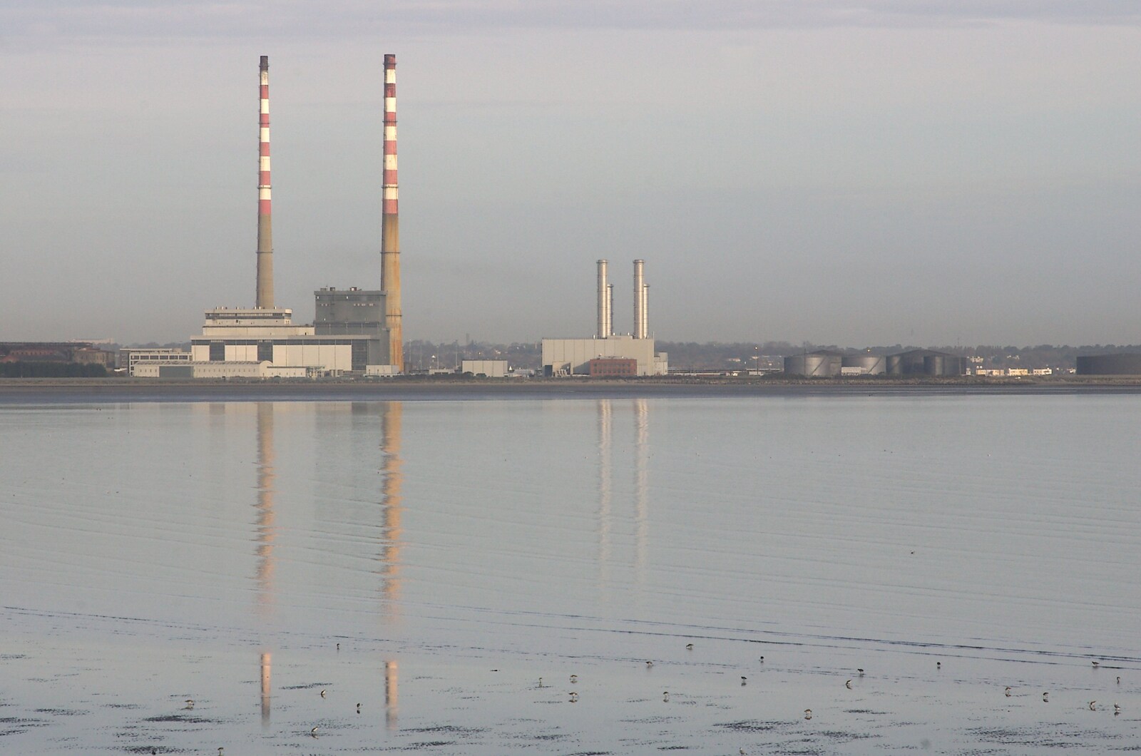 The chimneys of Poolbeg Generating Station from Blackrock Mornings, Dublin County, Ireland - 29th October 2006