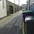 Wheelie bins face off to a 'no bins' sign, Blackrock Mornings, Dublin County, Ireland - 29th October 2006