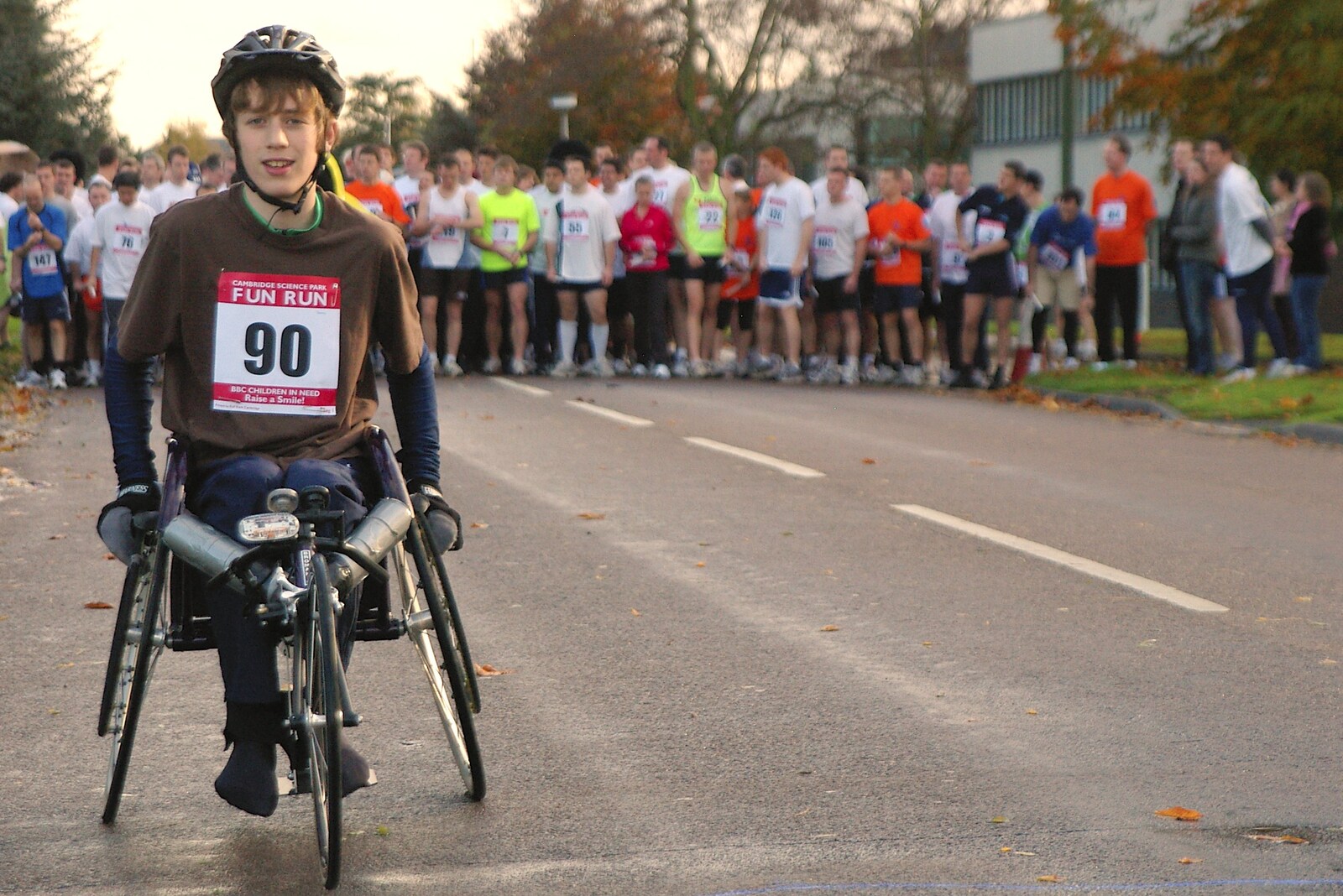 A wheelchair entrant waits to go at the starting line from Cambridge Science Park "Children in Need" Fun Run, Milton Road, Cambridge - 17th November 2006