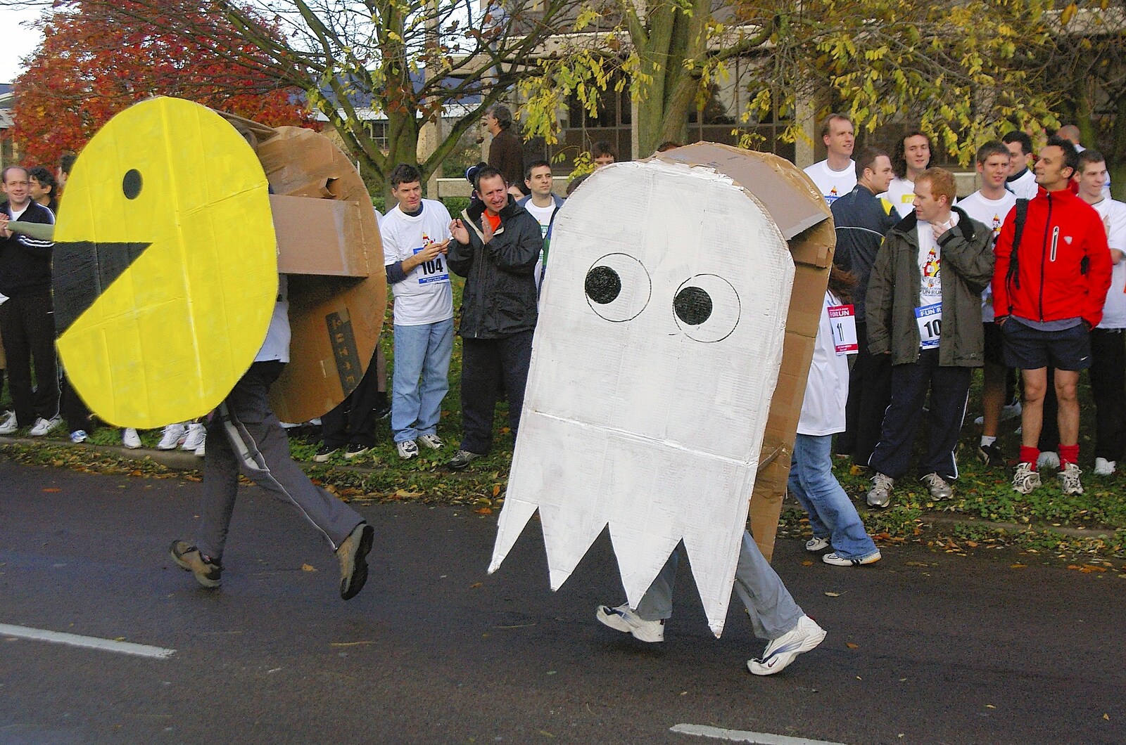 Like a scene from the game, a ghost chases Pac Man from Cambridge Science Park "Children in Need" Fun Run, Milton Road, Cambridge - 17th November 2006