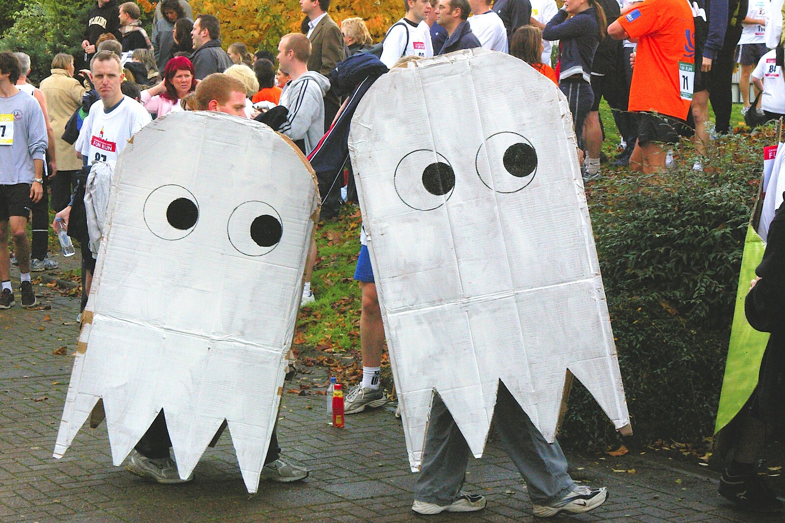 A couple of Pac Man ghosts cross the car park from Cambridge Science Park "Children in Need" Fun Run, Milton Road, Cambridge - 17th November 2006