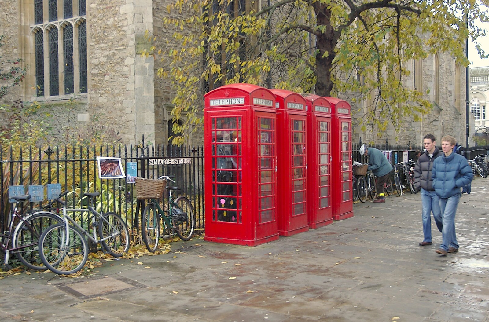 K6 phone boxes on St. Mary's Street from Autumn Colleges: a Wander around The Backs, Cambridge - 26th November