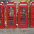Four K6 phone boxes in a row, Autumn Colleges: a Wander around The Backs, Cambridge - 26th November