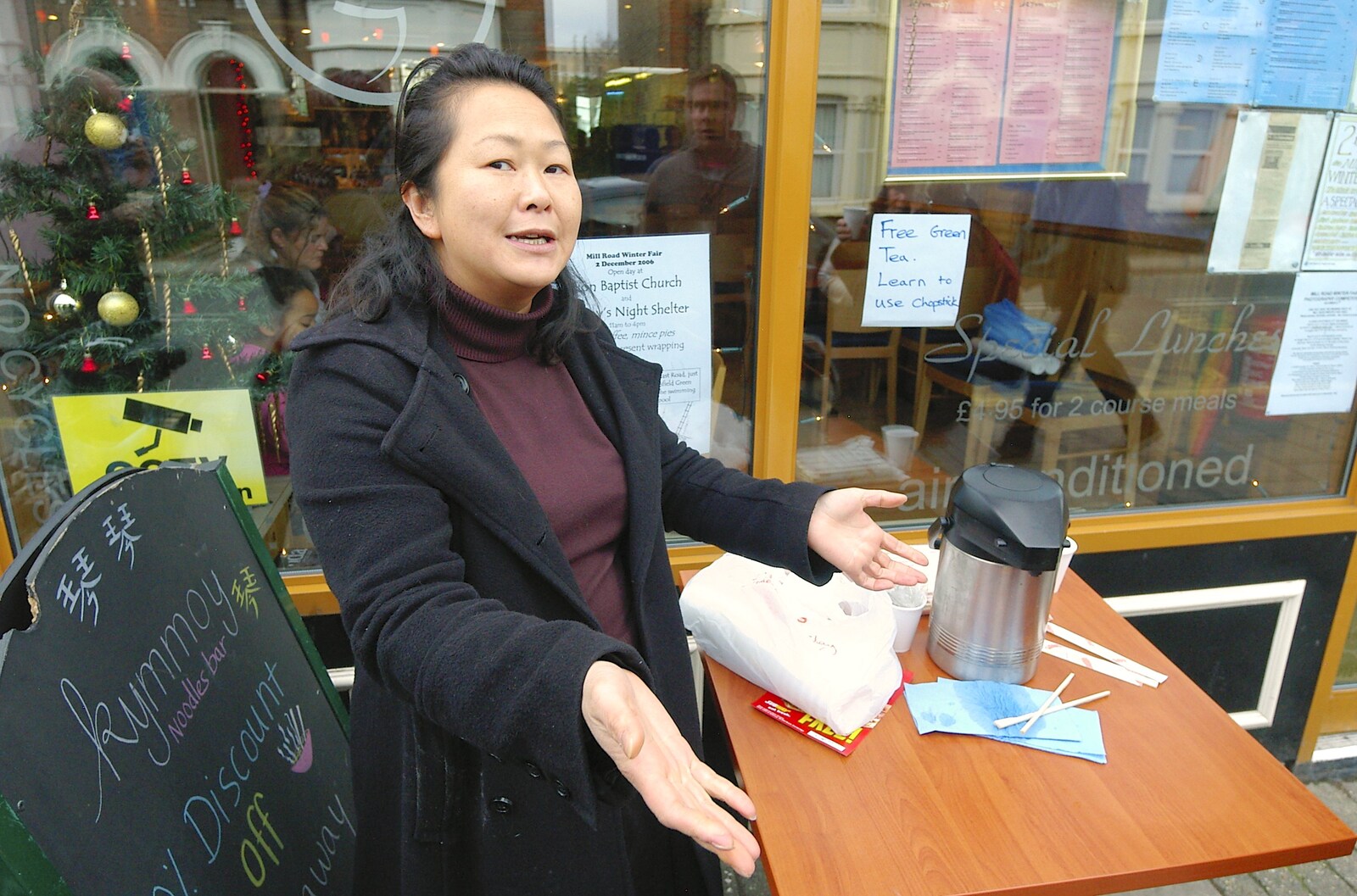 Chopstick lessons and free green tea from The Winter Fair, Mill Road, Cambridge - 2nd December 2006